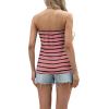 imageIWOLLENCE Womens Floral Tube Tops Casual Summer Backless Strapless Top Sleeveless Bandeau Tanks ShirtStripe Black Pink