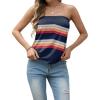 imageIWOLLENCE Womens Floral Tube Tops Casual Summer Backless Strapless Top Sleeveless Bandeau Tanks ShirtStripe Navy Rainbow