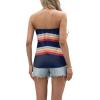 imageIWOLLENCE Womens Floral Tube Tops Casual Summer Backless Strapless Top Sleeveless Bandeau Tanks ShirtStripe Navy Rainbow