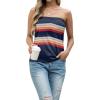 imageIWOLLENCE Womens Floral Tube Tops Casual Summer Backless Strapless Top Sleeveless Bandeau Tanks ShirtStripe Navy Rainbow