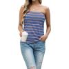 imageIWOLLENCE Womens Floral Tube Tops Casual Summer Backless Strapless Top Sleeveless Bandeau Tanks ShirtStripe Pink Blue