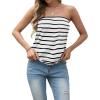 imageIWOLLENCE Womens Floral Tube Tops Casual Summer Backless Strapless Top Sleeveless Bandeau Tanks ShirtStripe White