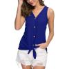 imageIWOLLENCE Womens Loose Henley Blouse Sleeveless Button Down T Shirts Tie Front Knot Tops12 Royal Blue