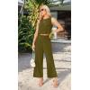 imageIWOLLENCE Womens Summer 2 Piece Outfits Set Round neck Sleeveless Tank Crop Top Wide Leg pants Set Pockets JumpsuitsA Army Green