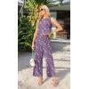 imageIWOLLENCE Womens Summer 2 Piece Outfits Set Round neck Sleeveless Tank Crop Top Wide Leg pants Set Pockets JumpsuitsB Agrostemma Githago