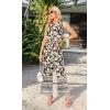 imageIWOLLENCE Womens Summer 2 Piece Outfits Set Round neck Sleeveless Tank Crop Top Wide Leg pants Set Pockets JumpsuitsB Black Apricot Cashew