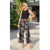 imageIWOLLENCE Womens Summer 2 Piece Outfits Set Round neck Sleeveless Tank Crop Top Wide Leg pants Set Pockets JumpsuitsB Black Ishitake