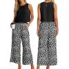 imageIWOLLENCE Womens Summer 2 Piece Outfits Set Round neck Sleeveless Tank Crop Top Wide Leg pants Set Pockets JumpsuitsB Black White Heart