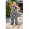imageIWOLLENCE Womens Summer 2 Piece Outfits Set Round neck Sleeveless Tank Crop Top Wide Leg pants Set Pockets JumpsuitsB Colorful Banana Leaf