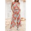 imageIWOLLENCE Womens Summer 2 Piece Outfits Set Round neck Sleeveless Tank Crop Top Wide Leg pants Set Pockets JumpsuitsB Colorful Geometry 02