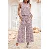 imageIWOLLENCE Womens Summer 2 Piece Outfits Set Round neck Sleeveless Tank Crop Top Wide Leg pants Set Pockets JumpsuitsB Gray Ishitake