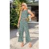 imageIWOLLENCE Womens Summer 2 Piece Outfits Set Round neck Sleeveless Tank Crop Top Wide Leg pants Set Pockets JumpsuitsB White Floral Print