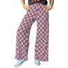 imageIWOLLENCE Womens Casual Loose Checkered Wide Leg Pants High Waist Straight Lounge Y2K Gingham Trousers SummerCdorange Blue Plaid