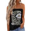 imageIWOLLENCE Womens Floral Tube Tops Casual Summer Backless Strapless Top Sleeveless Bandeau Tanks ShirtFp2 Black Floral