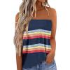 imageIWOLLENCE Womens Floral Tube Tops Casual Summer Backless Strapless Top Sleeveless Bandeau Tanks ShirtFp2 Navy Rainbow