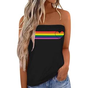 imageIWOLLENCE Womens Floral Tube Tops Casual Summer Backless Strapless Top Sleeveless Bandeau Tanks ShirtRb Black Heart