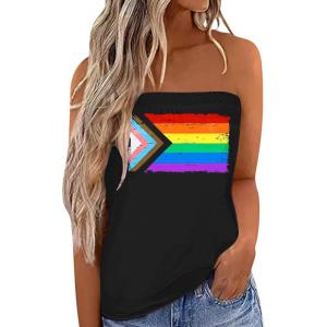 imageIWOLLENCE Womens Floral Tube Tops Casual Summer Backless Strapless Top Sleeveless Bandeau Tanks ShirtRb Black Square