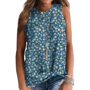 imageIWOLLENCE Womens Waffle Knit Tank Tops Casual Blouse Sleeveless Cute Twist Knot TunicFpnavy Blue