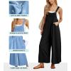 imageIWOLLENCE Womens Summer Jumpsuits Boho Wide Leg Overalls Casual Loose Rompers with Pockets 202501 Black