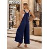imageIWOLLENCE Womens Summer Jumpsuits Boho Wide Leg Overalls Casual Loose Rompers with Pockets 202504 Navy Blue