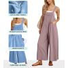 imageIWOLLENCE Womens Summer Jumpsuits Boho Wide Leg Overalls Casual Loose Rompers with Pockets 202505 Purple Pink