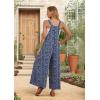 imageIWOLLENCE Womens Summer Jumpsuits Boho Wide Leg Overalls Casual Loose Rompers with Pockets 202532 Fp Blue White Flower