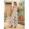 imageIWOLLENCE Womens Summer Jumpsuits Boho Wide Leg Overalls Casual Loose Rompers with Pockets 202536 Fp White Ink Daffodil