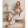 imageIWOLLENCE Womens Summer Jumpsuits Boho Wide Leg Overalls Casual Loose Rompers with Pockets 202536 Fp White Ink Daffodil