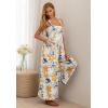imageIWOLLENCE Womens Summer Jumpsuits Boho Wide Leg Overalls Casual Loose Rompers with Pockets 202536 Fp White Ink Daffodil