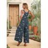 imageIWOLLENCE Womens Summer Jumpsuits Boho Wide Leg Overalls Casual Loose Rompers with Pockets 202539 Fp Green Seedling