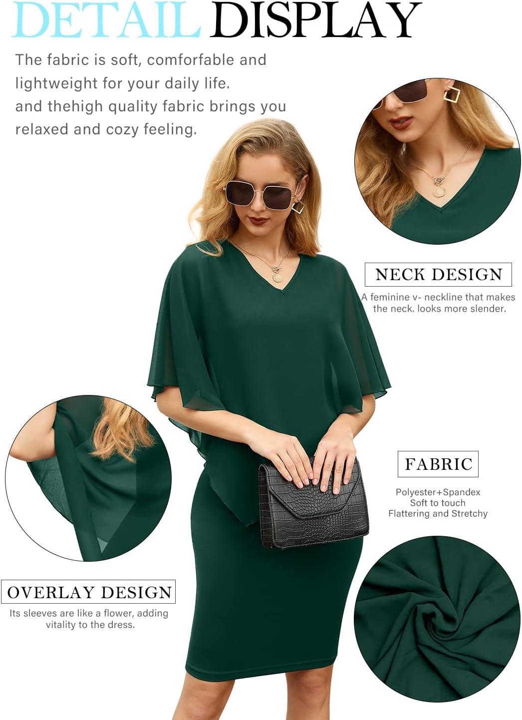 imageIWOLLENCE Summer Women Wedding Cocktail Casual Knee Length Formal Elegant Dress02 Dark Green