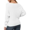 imageIWOLLENCE Off The Shoulder Sweaters for Women Waffle Knit Batwing Long Sleeve Loose Pullover Sweater02 White