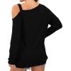 imageIWOLLENCE Womens Cold Shoulder Tops Long Sleeve Shirts Blouse Waffle Knit Tunic Casual Tops Loose Fit01 Black