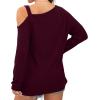 imageIWOLLENCE Womens Cold Shoulder Tops Long Sleeve Shirts Blouse Waffle Knit Tunic Casual Tops Loose Fit02 Wine Red