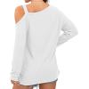imageIWOLLENCE Womens Cold Shoulder Tops Long Sleeve Shirts Blouse Waffle Knit Tunic Casual Tops Loose Fit05 White