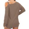 imageIWOLLENCE Womens Cold Shoulder Tops Long Sleeve Shirts Blouse Waffle Knit Tunic Casual Tops Loose Fit06 Khaki