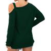 imageIWOLLENCE Womens Cold Shoulder Tops Long Sleeve Shirts Blouse Waffle Knit Tunic Casual Tops Loose Fit07 Dark Green
