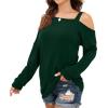 imageIWOLLENCE Womens Cold Shoulder Tops Long Sleeve Shirts Blouse Waffle Knit Tunic Casual Tops Loose Fit07 Dark Green