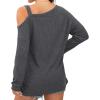 imageIWOLLENCE Womens Cold Shoulder Tops Long Sleeve Shirts Blouse Waffle Knit Tunic Casual Tops Loose Fit08 Dark Gray