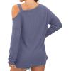 imageIWOLLENCE Womens Cold Shoulder Tops Long Sleeve Shirts Blouse Waffle Knit Tunic Casual Tops Loose Fit09 Purple Gray
