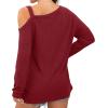 imageIWOLLENCE Womens Cold Shoulder Tops Long Sleeve Shirts Blouse Waffle Knit Tunic Casual Tops Loose Fit12 Red