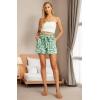 imageIWOLLENCE Womens Shorts with Pockets Summer Casual Shorts for Women Waist Casual Lightweight Adjustable Tie Knot Loose34green White Flower