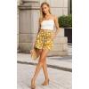 imageIWOLLENCE Womens Shorts with Pockets Summer Casual Shorts for Women Waist Casual Lightweight Adjustable Tie Knot Loose36yellow White Flower