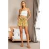 imageIWOLLENCE Womens Shorts with Pockets Summer Casual Shorts for Women Waist Casual Lightweight Adjustable Tie Knot Loose36yellow White Flower