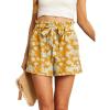 imageIWOLLENCE Womens Shorts with Pockets Summer Casual Shorts for Women Waist Casual Lightweight Adjustable Tie Knot Loose36yellow White Flower