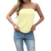 imageIWOLLENCE Womens Floral Tube Tops Casual Summer Backless Strapless Top Sleeveless Bandeau Tanks ShirtC Butter Yellow