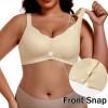 imageIWOLLENCE Womens Front Snap Closure Daisy Bras Soft Seamless Wireless Lace Bralettes Comfort Full Coverage BraApricot