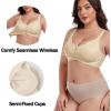 imageIWOLLENCE Womens Front Snap Closure Daisy Bras Soft Seamless Wireless Lace Bralettes Comfort Full Coverage BraApricot