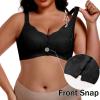 imageIWOLLENCE Womens Front Snap Closure Daisy Bras Soft Seamless Wireless Lace Bralettes Comfort Full Coverage BraBlack