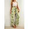 imageIWOLLENCE Womens Wide Leg Pants with Pockets High Waist Adjustable Knot Loose Casual Trousers Business Work Casual Pants42 White Pineapple
